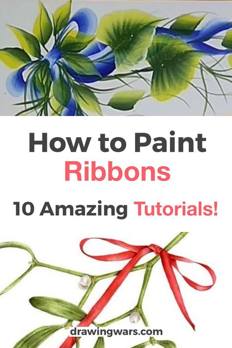 How to Paint Ribbons Step by Step the easy way. Learn How to Paint Ribbons and Bows with the Best 10 Online Video Tutorials with Acrylic, Digital and many more techniques! How to Paint a Ribbon Bow, How to Paint a Ribbon Banner and more! Painting Tutorial for Beginners! Bows Diy Ribbon, Ribbon Banner, Learn How To Paint, Bow Tutorial, Aesthetic Painting, Diy Ribbon, Watercolour Tutorials, Water Painting, Diy Bow