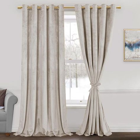 link to item above Cream Velvet Curtains, Beige Velvet Curtains, Velvet Curtains Bedroom, Luxury Windows, Long Room, Drapes For Bedroom, Soft Bedroom, Blue Curtains, Curtains Living