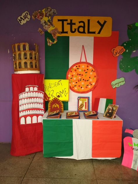 Countries Around The World Eyfs Activities, Italy Display Board, Around The World Decorations Party Ideas, Europe Classroom Theme, Italy Classroom Theme, Multicultural Festival Ideas, Around The World Classroom Decorations, Preschool Around The World Theme, Italy Classroom Decoration