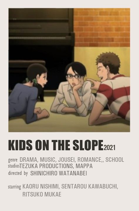 Minimalistic Anime Poster, Kids On The Slope, Anime List, Minimalist Posters, Anime Poster, Minimalist Poster, Talk Show, Drama, Romance