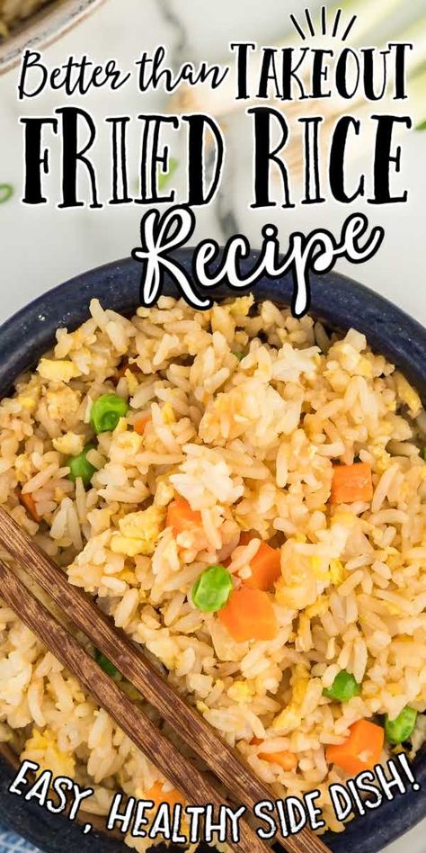 Make this simple one-pan delicious Better Than Take-Out Fried Rice recipe for a delicious side dish to go with a range of meals. Takeout Fried Rice, Rice Recipe Easy, Cauliflower Fried Rice Recipes, Fried Rice Recipe Easy, Rice Side Dish Recipes, Homemade Chinese Food, Chicken Fry, Cooking Jasmine Rice, Chinese Rice