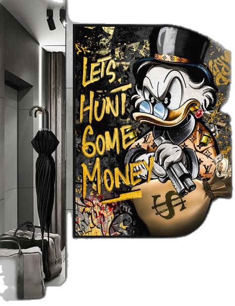 Dagobert Duck, Disney Canvas, Banksy Canvas, Urban Graffiti, Scrooge Mcduck, Disney Artwork, Nursery Wall Stickers, Colorful Artwork, Framed Poster