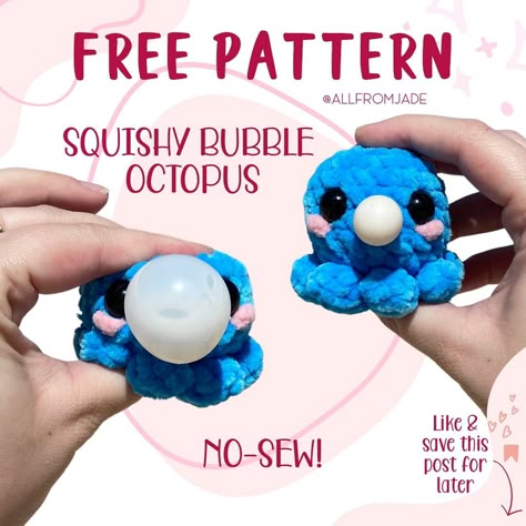 Jade Gauthier-Boutin | 🫧 FREE PATTERN 🐙 More little bubble friends coming soon! I used my OG Squishy Baby Octopus free pattern and modified it a little to… | Instagram Crochet Blob Pattern, Crochet Squeeze Toy, Mushy Pop Crochet Pattern Free, Crochet Ball Pillow Pattern Free, Crochet Small Octopus Free Pattern, Crochet Popit, Crochet Pop It Fidget Pattern Free, Free Crochet Fidget Toy Patterns, Figet Toys Crochet Pattern