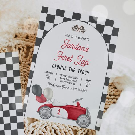 First Lap Around The Track Race Car 1st Birthday  Invitation - tap/click to get yours right now! #Invitation #race #car #birthday #party, #boy Racing Car Birthday Invitation, 1st Lap Birthday, Formula 1 1st Birthday, My First Lap Birthday, Fast One Birthday Invitation, Formula 1 Baby Birthday, 1st Lap Birthday Party, Formula 1 First Birthday, 1st Lap Around The Track Birthday