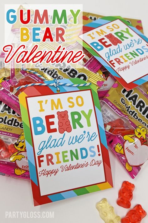 Gummy Bear Valentines, Nails Gummy Bear, Kindergarten Valentines, Valentines Day Nails, Class Valentines, Valentine Gifts For Kids, Preschool Valentines, Valentine Crafts For Kids, Classroom Gifts