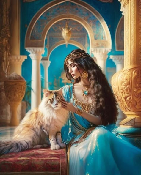 Fairytale Pictures, Dennis Jones, Persian Princess, Persian Women, Custom Portrait Illustration, Fantasy Princess, Cat Artwork, Australian Models, Most Beautiful Dresses