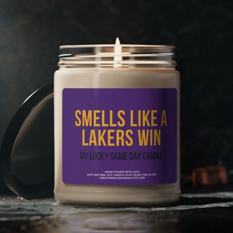 Lakers Win, Apple Fragrance, Glass Jar With Lid, Touch Of Spice, Lakers Basketball, Creative Candles, Men Birthday, Glass Jars With Lids, Basketball Gifts