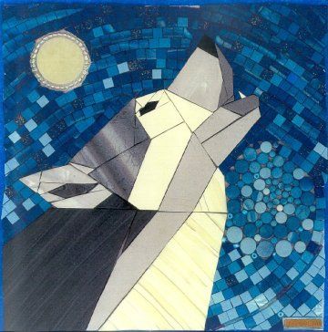 Northstar - Wolf mosaic | Flickr - Photo Sharing! Abstract Mosaic Art, Table Mosaic, Geometric Wolf, Painted Barn Quilts, Wolf Stuff, Mosaic Animals, Barn Quilt Designs, Mosaic Art Projects, Mosaic Ideas