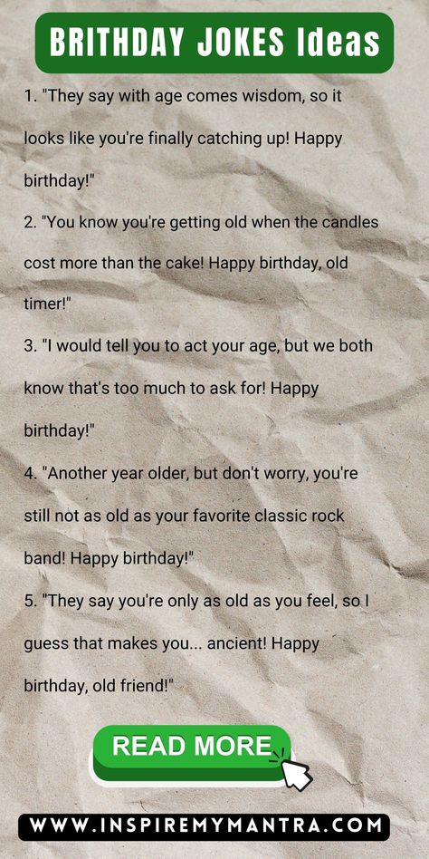 BRITHDAY  JOKES Ideas Birthday Jokes Humor, Funny Birthday Jokes, Funny Birthday Message, Food Jokes, Birthday Jokes, Anime Male, Card Messages, Birthday Wishes Funny, Funny Names