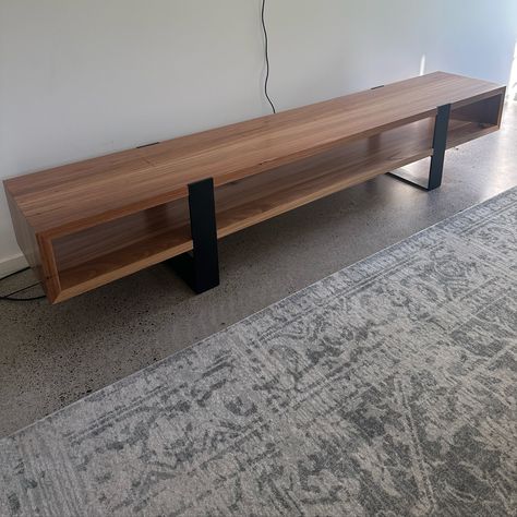 Rustic tv unit in Blackbutt created for our client Allison in 2.5m long. https://www.lumberfurniture.com.au/products/rustic-entertainment-unit-2 Rustic Tv Unit Design, Tv Unit Metal And Wood, Tv Unit Rustic, Tv Place, Tv Unit Mango Wood Low Budget, Metal Wood Tv Cabinet, Rustic Tv Unit, Tv Table, April 25