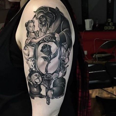 The Beast Tattoo, Beast Tattoo, Disney Sleeve Tattoos, Beauty And The Beast Tattoo, Disney Sleeve, Theme Tattoo, Disney Tattoo, 1 Tattoo, Sleeve Tattoos For Women