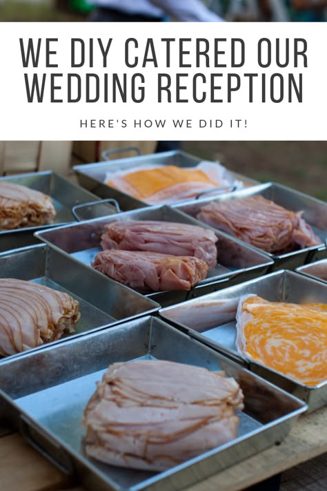 Wedding Wednesday: How We DIY Catered Our Own Wedding Reception - Kiss My Tulle Wedding Reception Appetizers Cheap, Easy Reception Food Ideas Simple, Inexpensive Buffet Food Ideas, What To Serve At A Wedding, Cheap Reception Food Ideas, Best Wedding Reception Food, Reception Food On A Budget Appetizers Buffet Ideas, Easy Reception Food, Wedding Meal Alternatives