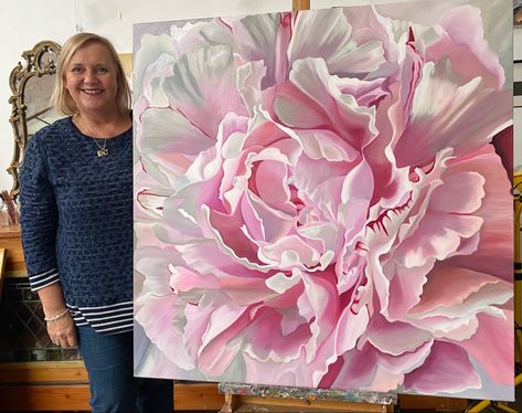 White Peonies Painting, Jacqueline Coates Paintings, Paintings Of Peonies, Peony Flower Drawing, Jacqueline Coates, Peony Paintings, Oils Painting, Flowers Painting Canvas, Peony Flower Painting