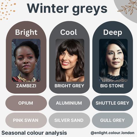 Seasonal Colour Analysis by Maggie T. (@enlight.colour.london) • Instagram photos and videos Bright Clear Winter, True Cool Winter, Dark Winter Palette, True Winter Palette, Seasonal Colour Analysis, Winter Skin Tone, True Winter Color Palette, Cool Winter Color Palette, Deep Winter Palette