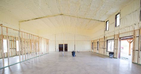 Barndominiums Are Big In Texas | SprayFoam News - SprayFoam.com Metal Roof Insulation, Metal Building Insulation, Spray Foam Insulation Metal Building, Barndominium Cost, Roll Roofing, Building Insulation, Blown In Insulation, Roof Insulation, Metal Barn