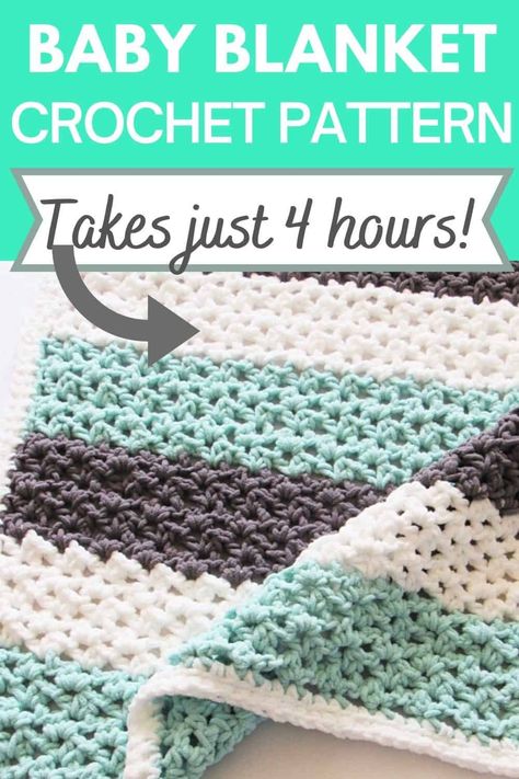 This free crochet baby blanket pattern can be worked in just 4 hours. The pattern is beginner friendly and quick to work up. Chunky and lacy, you cannot go wrong with this afghan #crochetblanket, #freecrochetblanket, #bernatbalnketyarnpattern, #crochetbabyblanket Blanket Afghan, Crochet Throw Pattern, Crochet Baby Blanket Free Pattern, Chunky Crochet Blanket, Crochet Blanket Pattern Easy, Crochet Afghan Patterns Free, Bernat Blanket, Crochet Stitches For Blankets, Crochet For Beginners Blanket