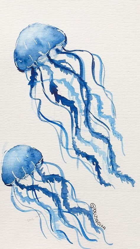 Jellyfish Painting, Jellyfish Drawing, Cute Summer Wallpapers, Summer Wallpapers, Arte Inspo, Cat Air, Summer Wallpaper, Art Inspiration Painting, Sketchbook Art Inspiration