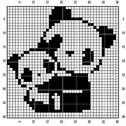 crochet pattern grid for panda design 40*40 Panda Alpha Pattern, Crochet Pattern Grid, Colourful Cross Stitch, Panda Design, Crochet Panda, Crochet Easy, Tapestry Crochet Patterns, Crochet Tapestry, Crochet Shirt