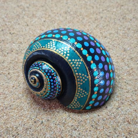 Turquoise, Indigo, and Purple Sea Snail Shell - Etsy Sea Snail Shell, Shell Painting, Woodstock Ny, Snail Art, Seashell Projects, Purple Sea, Mandala Painted Rocks, Seashell Painting, Shell Crafts Diy