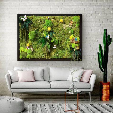 Nature inspired moss wall art. Simply hang and enjoy sustainable, versatile and beautiful natural art. ...... #makeastatement #customdesign #customsizing #mossart #mosswall #greenart #naturalingredients #livingwall #verticalgarden #wallart #walldecor #homedesing #homedecor #ihavethisthingwithcolour #natureinthehome #natureinspired #natureisart #greenary  #artwork #homedecorideas #etsy #fern #butterfly #succulentsaturday #succulentsofinstagram #myetsyfind #3dart Mos Wand, Terrarium Table, Moss Walls, Living Wall Art, Succulent Wall Art, Moss Wall Art, Dekor Diy, Cactus Wall Art, Moss Garden