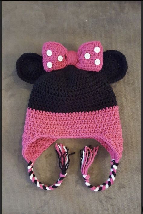 Crochet Minnie Mouse Hat, Diy Shrug, Crochet Minnie Mouse, Crochet Elf Hat, Crochet Lovey Free Pattern, Crochet Baby Cap, Loom Hats, Shrug Crochet, Crochet Baby Bibs