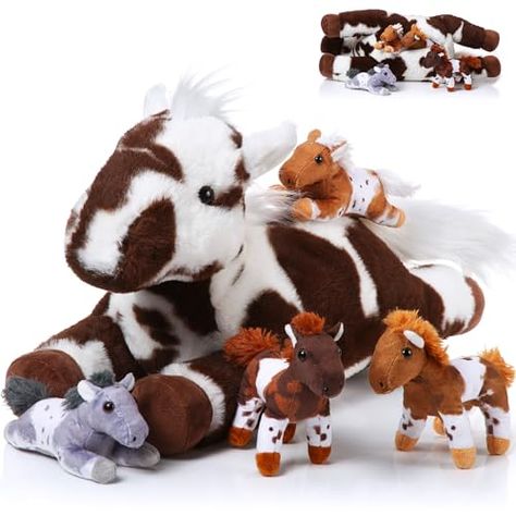 Lenwen 5 Pcs Horse Stuffed Animals Plush Horse Toy Set Large Mommy Horse with 4 Cute Babies in Her Belly Nurturing Horse Plushie for Toddlers Boy Girl Derby Horse Party Favors Birthday Gift(Lively) Horse Plushie, Horse Party Favors, Plush Horse, Derby Horse, Party Favors Birthday, Baby Room Themes, Horse Party, Favors Birthday, Baby Horses