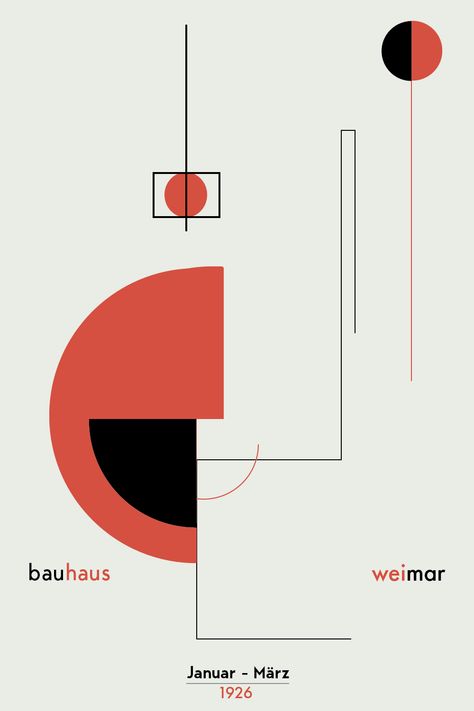 Bauhaus-style exhibition poster using red and black lines and circles Bauhaus Style Graphic Design, Bauhaus Industrial Design, Vintage Minimalism Graphic Design, Bauhaus Advertising, Bauhaus Branding, Post Modernism Art, Modernism Graphic Design, Bauhaus Minimalism, Bauhaus Graphic Design