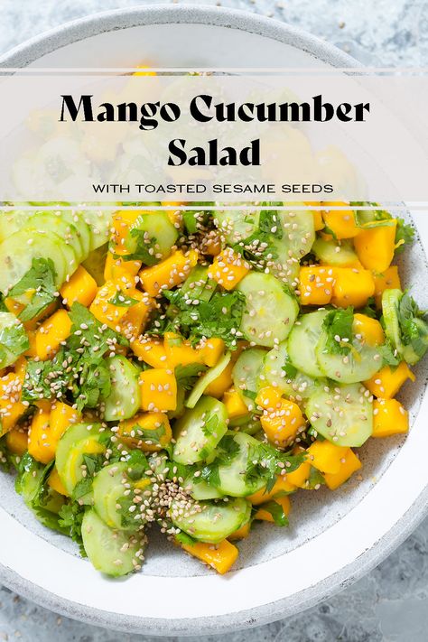 This Cucumber Mango Salad is made with just 5 ingredients and takes less than 10 minutes to put together! Add it to grain or rice bowls or serve alongside your favorite protein. You can also make it ahead to save time at dinner! Healthy Student Meals, Sauteed Salmon, Cucumber Mango, Asian Diet, Hummus And Pita, Salmon Rice Bowl, Drying Cilantro, Fresh Salad Recipes, Student Recipes