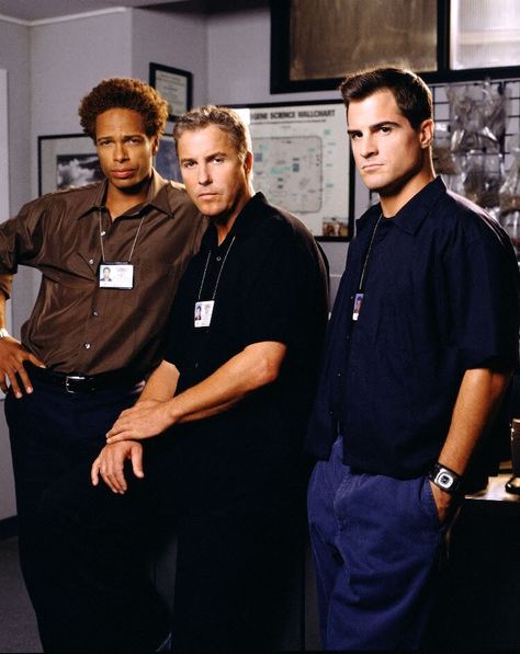 Gary Dourdan (Warrick Brown), William Petersen (Gil Grissom) & George Eads (Nick Stokes) Csi Nick Stokes, Warrick Brown, Nick Stokes, Csi Grissom, Gil Grissom, Csi Vegas Poster, William Petersen, Csi Miami Funny, Gary Dourdan