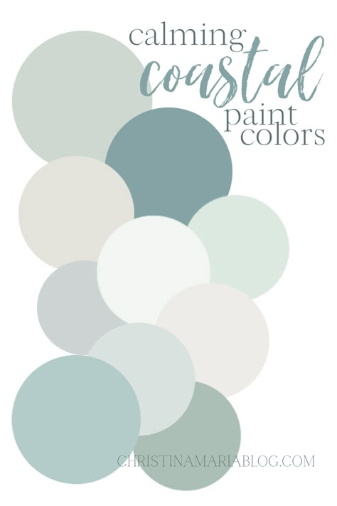 Paint Color For Bedroom Relaxing, Coastal Bedroom Paint Ideas, Coastal Cottage Interior Paint Colors, Paint Colors For Coastal Home, Calming House Colors, Ocean Wall Colors, Beachy Colors Palette, Headspace Paint Color, Coastal Sand Paint Colors