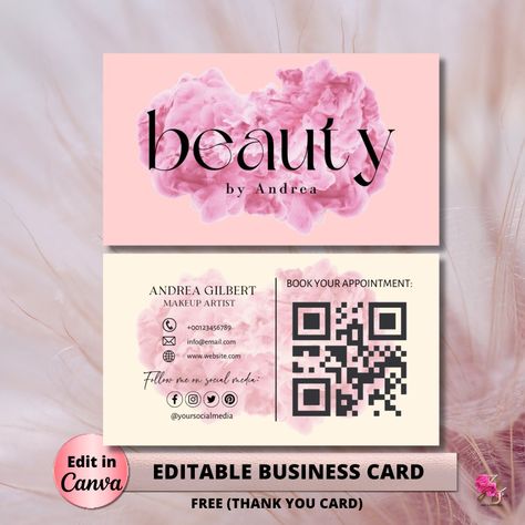 Makeup Business Cards Ideas, Makeup Business Cards, Visit Card, Beautiful Photoshoot Ideas, Star Template, Free Thank You Cards, Makeup Artist Business, Artist Logo, Canva App