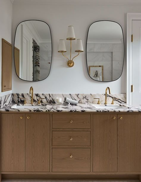 Parisian Kitchen, Bathroom Mirror Ideas, Lauren Miller, Powder Room Sink, Shaker Style Cabinets, Primary Bathroom, Mirror Ideas, Between Friends, Modern European