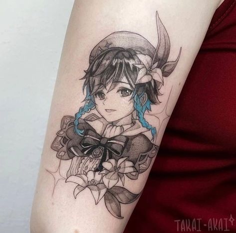 Venti Tattoo Genshin, Venti Tattoo, Genshin Impact Tattoo, Genshin Tattoo, Anime Tattoos, Cute Tattoos, Genshin Impact, Tattoo Ideas, Collage