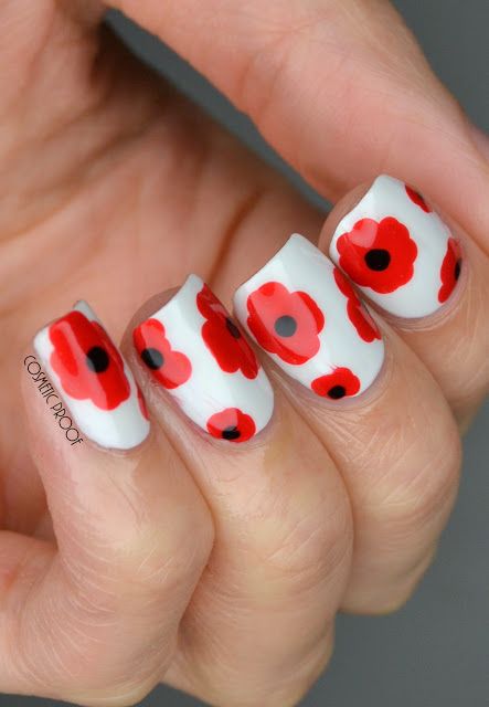 NAILS | Remembrance Day Poppy Nail Art Poppy Nail Art, Remembrance Day Poppy, Beautiful Nail Polish, Holiday Nail, Flower Nail Designs, Nail Style, Flower Nail Art, Remembrance Day, Nail Art Galleries