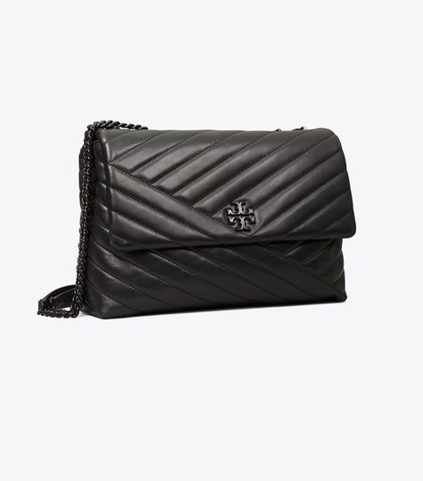 Kira Chevron Powder Coated Convertible Shoulder Bag: Women's Handbags | Shoulder Bags | Tory Burch Tory Burch Kira Chevron Bag, Kira Chevron Convertible Shoulder Bag, Tory Burch Kira Chevron, Kira Chevron, Tory Burch Kira, Leather Roll, Womens Designer Handbags, Designer Shoulder Bags, Black Hardware