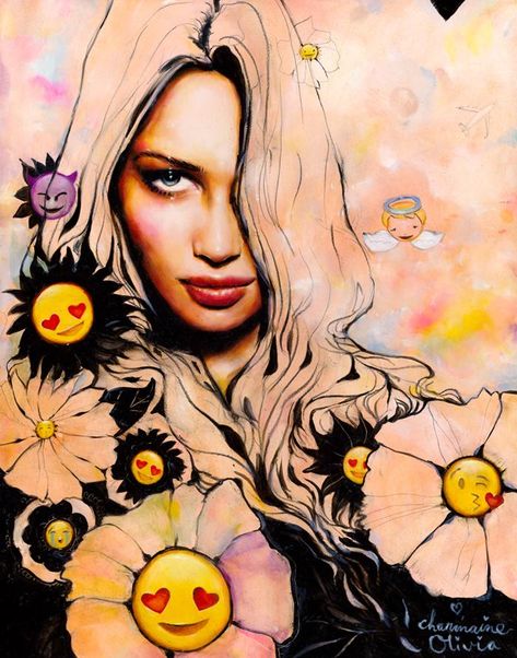 Charmaine Olivia Art, Sunflower Eyes, Camille Rose Garcia, Charmaine Olivia, Alex Pardee, Photography Digital Art, Contemporary Portrait, Flowers Art, I Love Her