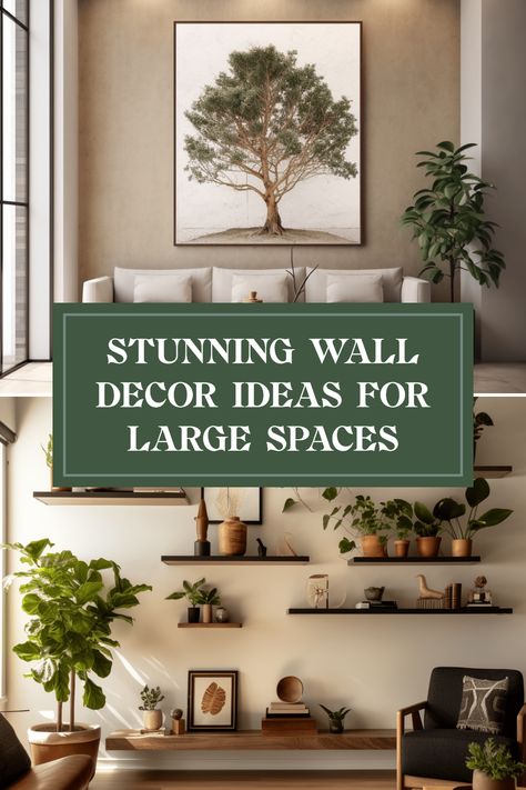 Are your large walls crying out for some style? Discover easy and stunning wall decor ideas that will transform your big spaces into chic showpieces. From gallery walls filled with art to bold statement pieces, let's bring some personality into your decor! Learn how to match colors, create balance, and curate a cohesive look. Whether you prefer contemporary or rustic, we’ve got designs to spark your creativity. Say goodbye to empty walls and hello to amazing atmospheres with these fabulous decorating tips! Art For Big Wall Space, Style A Large Wall, Decorating Big Walls Living Room, How To Decorate A Blank Wall, How To Decorate A Large Wall, Large Wall Niche, Big Wall Decor Ideas, Decorating A Large Wall, Art For Large Wall