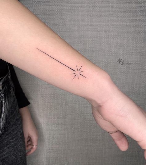 Star Light Star Bright Tattoo, Masculine Star Tattoo, Star Symbol Tattoo, Stardust Tattoo, Small Star Tattoos, Wand Tattoo, Inner Arm Tattoos, Bright Tattoos, Star Tattoo