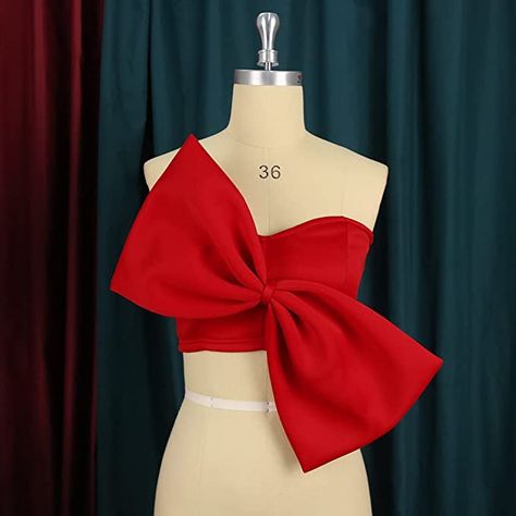 AOMEI Women's Bow Tie Tube Tops Bra Strapless Backless Crop Tank Top at Amazon Women’s Clothing store Big Bow Crop Top, Red Bow Top Outfit, Bow Top Outfit, Bow Tops Outfit, Photo Clothes, Tube Top Bra, Bow Top, Tube Tops, Pop Idol