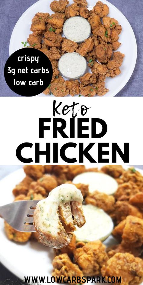 Fried Chicken With Almond Flour, Almond Flour Chicken, Flour Chicken, Easy Fried Chicken, Keto Fried Chicken, Fried Chicken Recipe, Cabbage Salad, Fried Chicken Recipes, Chicken Bites