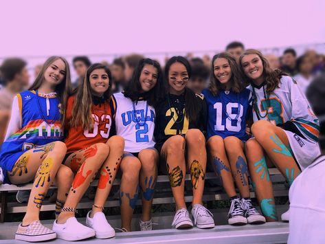 Jersey Night High school Football Game Theme Football Game Outfit Highschool, Sports Day Outfit, Highschool Football, School Football Game, High School Games, School Spirit Days, Jersey Day, High School Football Games, Spirit Week Outfits