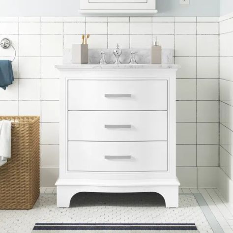 Sand & Stable Colleen 31'' Single Bathroom Vanity with Marble Top & Reviews | Wayfair Bathroom Vanity With Marble Top, Table Lamps Kitchen, Retro Appliances, Door Hardware Interior, Teen Bedroom Furniture, Custom Kitchen Cabinets, Nursery Furniture Sets, Teen Bedding, Dog Furniture