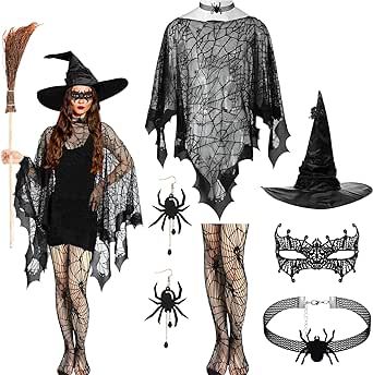 Spiderweb Costume, Spider Web Costume, Halloween Tights, Mask For Halloween, Net Tights, Spider Costume, Spider Necklace, Spider Earrings, Bride Hat