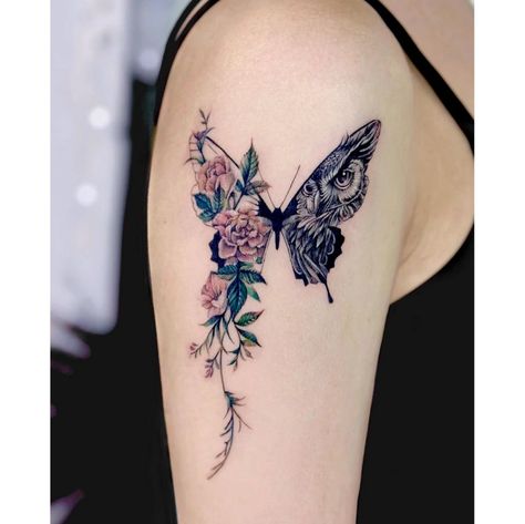 21 Butterfly Tattoo Meanings: Spiritual, By Body Location & More Metamorphosis Tattoo Ideas, Caterpillar To Butterfly Tattoo, Butterfly Transformation Tattoo, Moving Butterfly Tattoo, Black Butterfly Tattoos, Creative Butterfly Tattoo, Butterfly Tattoos Design, Metamorphosis Tattoo, Simple Black Tattoos