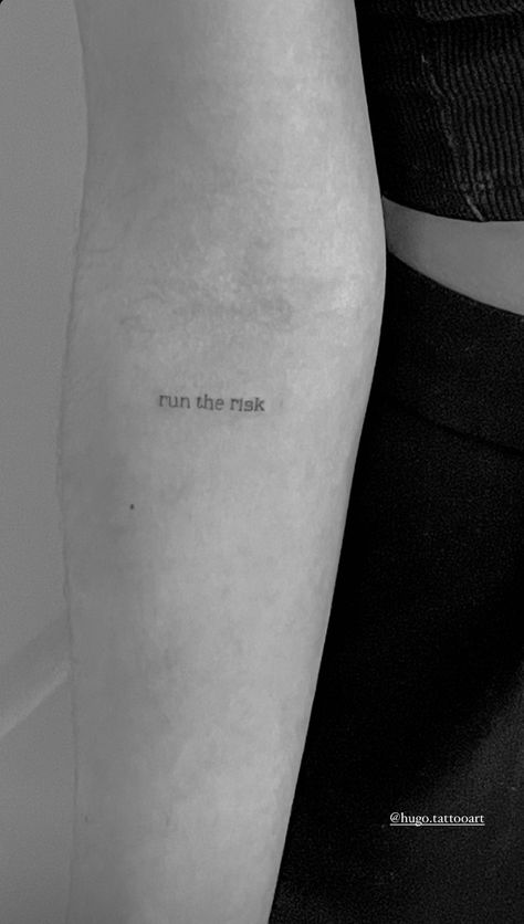 Run The Risk Tattoo, Risk Tattoo, Take A Risk, Tattoo Inspo, Mini Tattoos, Triangle Tattoo, Tattoo Quotes, Tatting, Take A