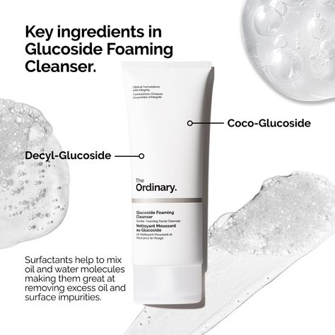 The Ordinary Glucoside Foaming Cleanser, Cleanser Photography, The Ordinary Cleanser, Acne Routine, Water Molecule, Foaming Facial Cleanser, Foaming Cleanser, Skincare Photography, Gentle Cleanser