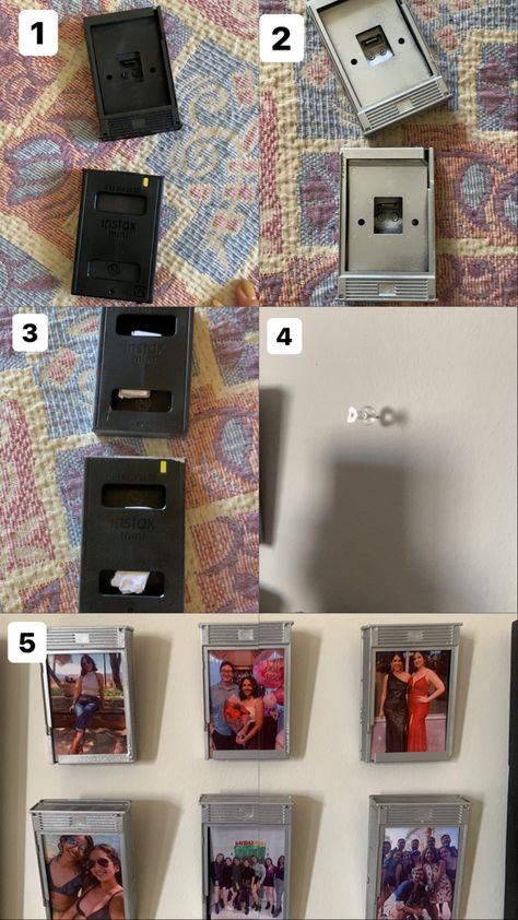 Steps:
1- once empty your film, paint it with your favorite colour
2- i put some paper in the back, to hold the picture to the front
3- hang your new Frame on the wall Diy Instax Frame, Cute Poloroid Ideas, Diy Instax Photo Frame, Polaroid Storage, Instax Ideas, Instax Mini Ideas, Polaroid Diy, Instax Frame, Bad Film