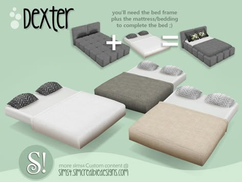 SIMcredible!'s Dexter bed mattress Mattress Cc Sims 4, Sims 4 Mattress, Sims 4 Mattress Cc, The Sims 4 Mods Objects, The Sims 4 Bed, The Sims 4 Objects, Sims 4 Beds, Lotes The Sims 4, Furniture Cc