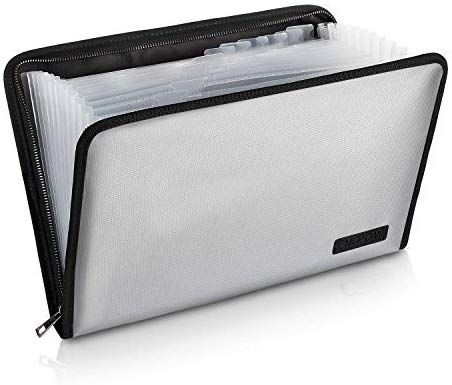 AmazonSmile : Expanding File Folder Important Document Organizer Fireproof and Waterproof Document Bag with A4 Size 13 Pockets Zipper Closure Non-Itchy Silicone Coated Portable Filing Wallet Pouch(Silver) : Office Products Document File Folder, Expanding File Folder, Document Organizer, Hanging Letters, Document Bag, Document Folder, File Organiser, Binder Organization, Busy Bags