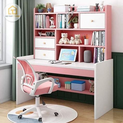 Kids Study Spaces, Kids Room Desk, Childrens Bookcase, Table Computer, Childrens Desk, Height Adjustable Desk, Desk Layout, Desk And Chair, Computer Workstation